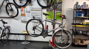 Fixing the bike in Boppard